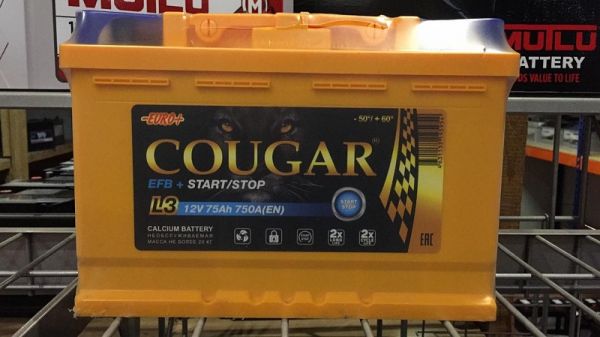 Аккумулятор COUGAR EFB START STOP L3 75 А/ч ток 750А о/п